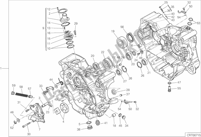 All parts for the 010 - Half-crankcases Pair of the Ducati Monster 821 Brasil 2016